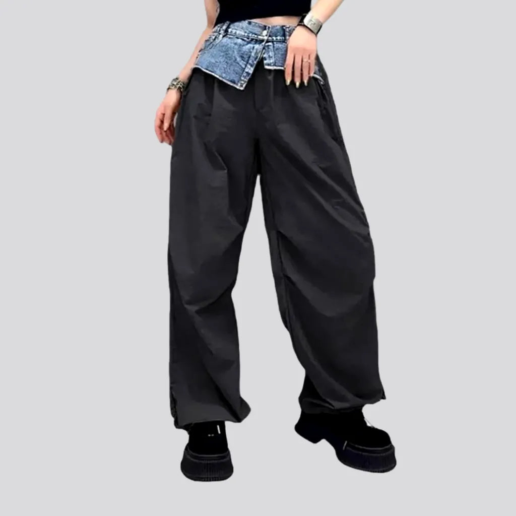 Women's Trendy Apparel Mixed-fabrics women's denim pants