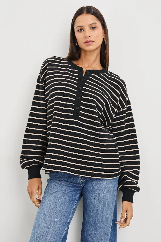 Clothes Sales JOAN SWEATSHIRT - BLACK IVORY STRIPE