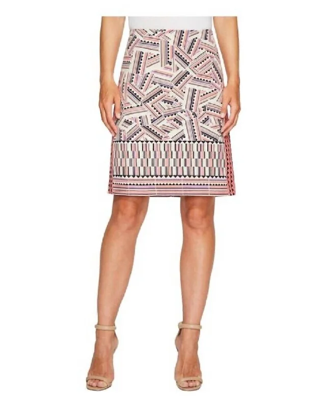 VIP Member Discount Woven Geometric Print Pencil Skirt In Multicolor