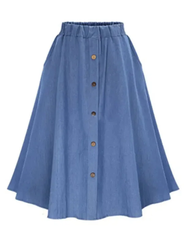 Fashionable Women's Clothes Women High Waist Midi Denim Skirt