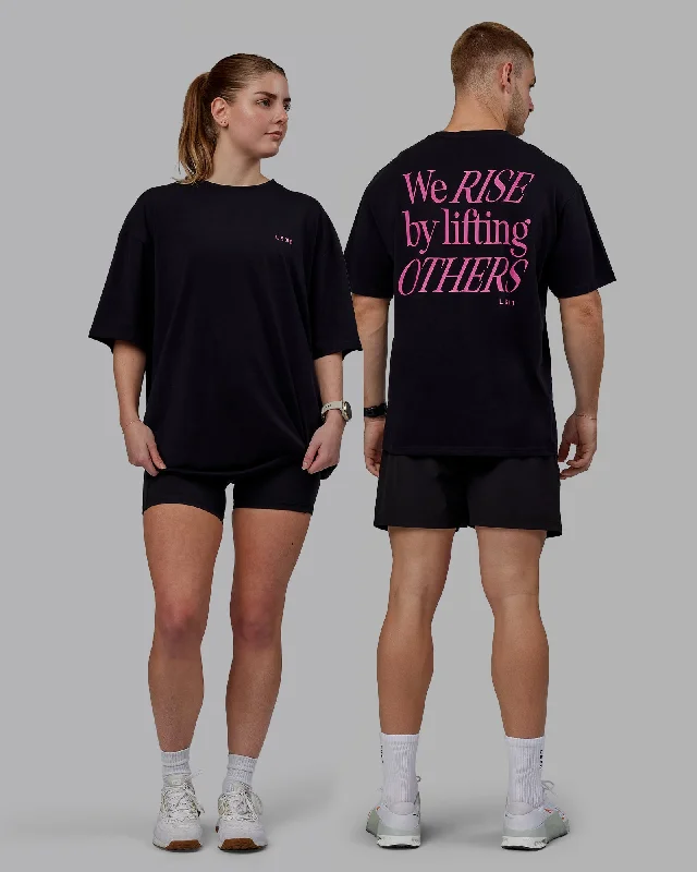 Women's Work Apparel Unisex Lift-Up FLXCotton Tee Oversize - Black-Fuschia Pink