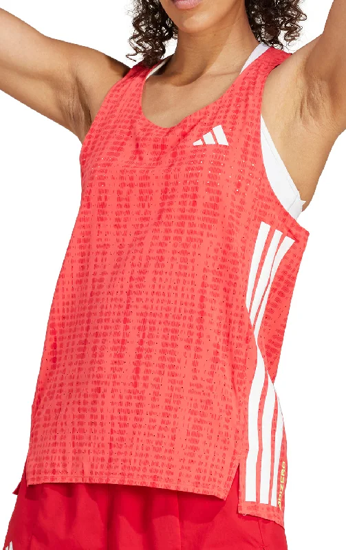 Vintage-Inspired Garments adidas Adizero Womens Running Vest Tank Top - Red