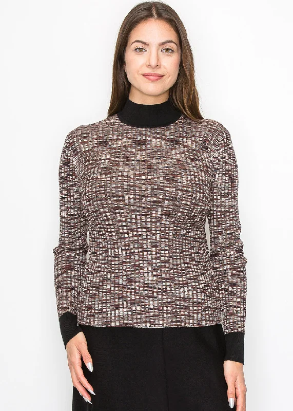 Elegant Clothing For Women Multi-Toned Black Speckled Sweater