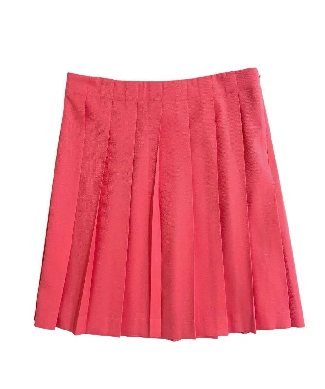 Women's Comfortable Apparel Women's Above Knee A-Line Pleated Skirt In Pink