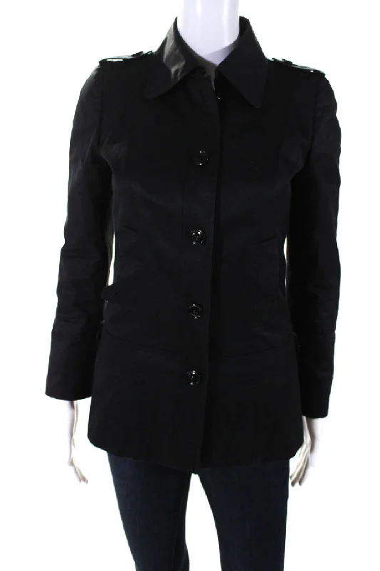 Chic Casual Wardrobe Essentials Dolce & Gabbana Womens Button Front Collared Light Jacket Black