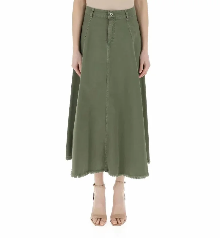 Women's Fashionable Clothing Sets Gonna Skirt In Military Green