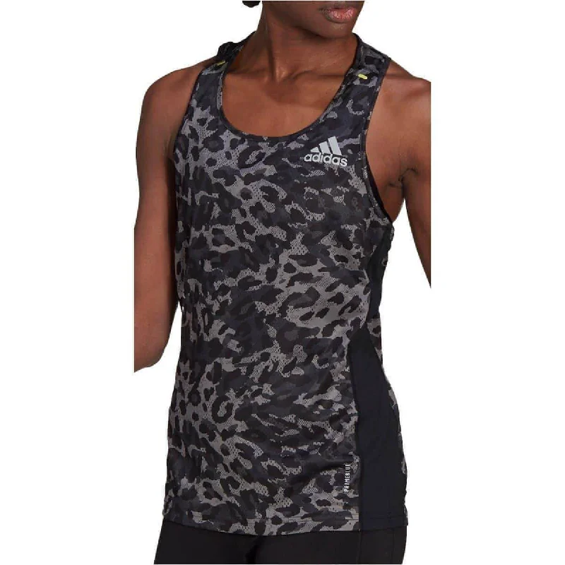 Women's Stylish Vacation Attire adidas Fast Graphic Womens Running Vest Tank Top - Grey