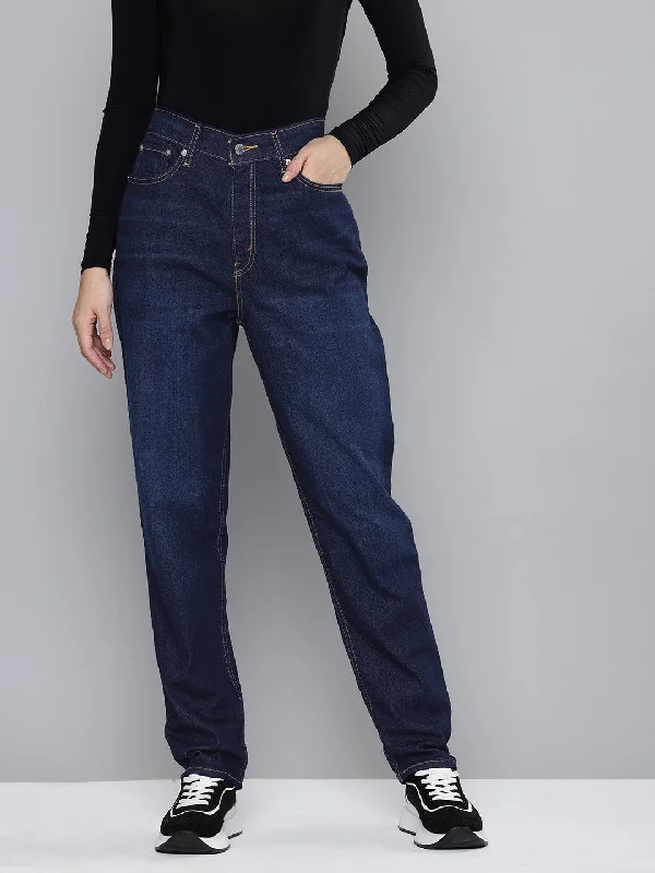 Women's Luxury Attire Women's High Rise 80's New Mom Relaxed Tapered Fit Jeans