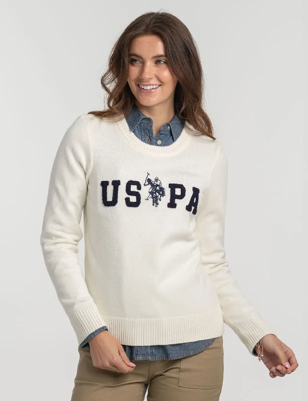 Women's Relaxed Clothes USPA LOGO CREW NECK SWEATER