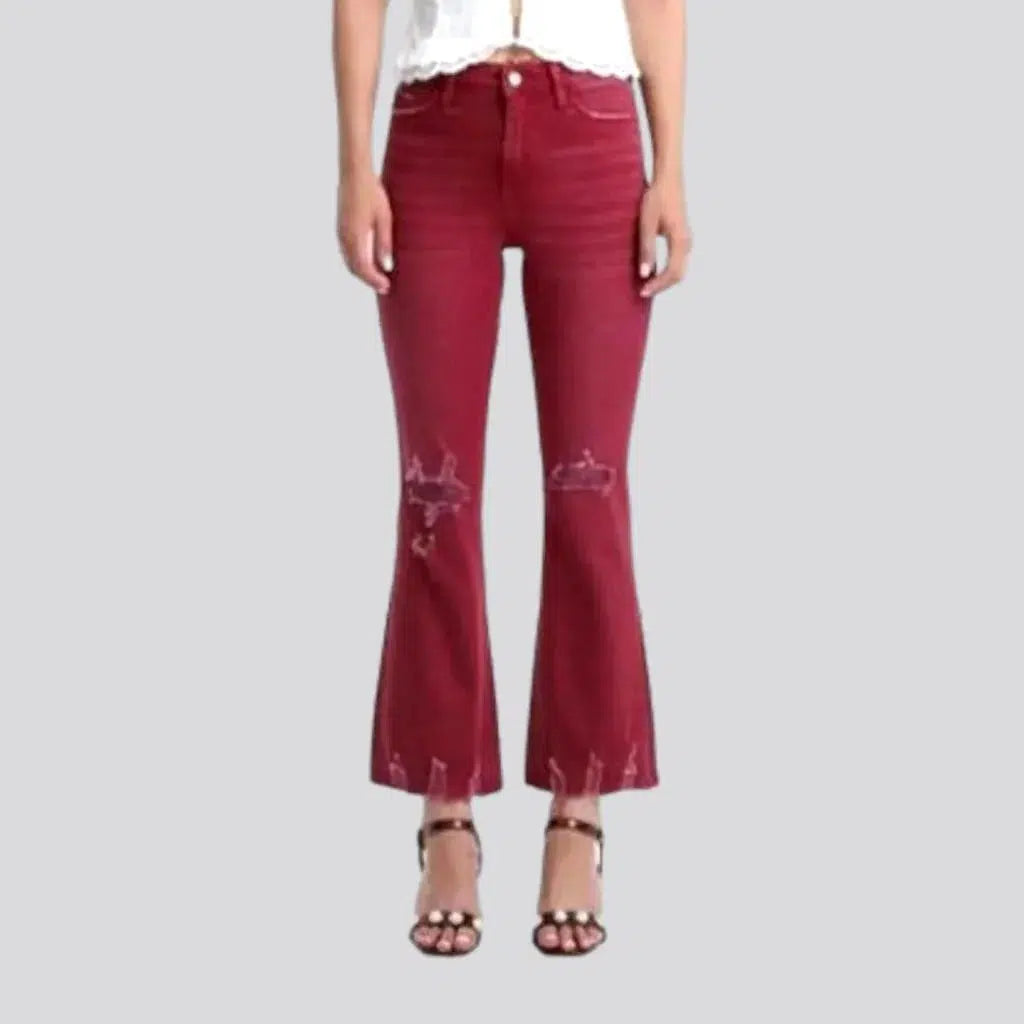 Classic Women's Clothing Styles Street bordo jeans
 for women