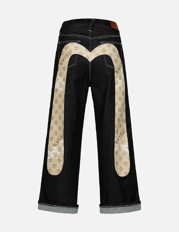 Women's Everyday Apparel Kamon Jacquard Daicock Print Wide Leg Jeans