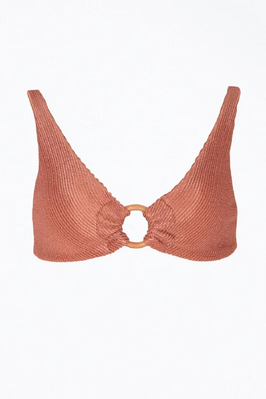 Women's Vacation Attire Rebecca Ribbed O-Ring Bikini Top In Blush