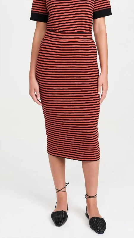 Casual Clothes For Women Le Tube Skirt In Black & Poppy Stripe