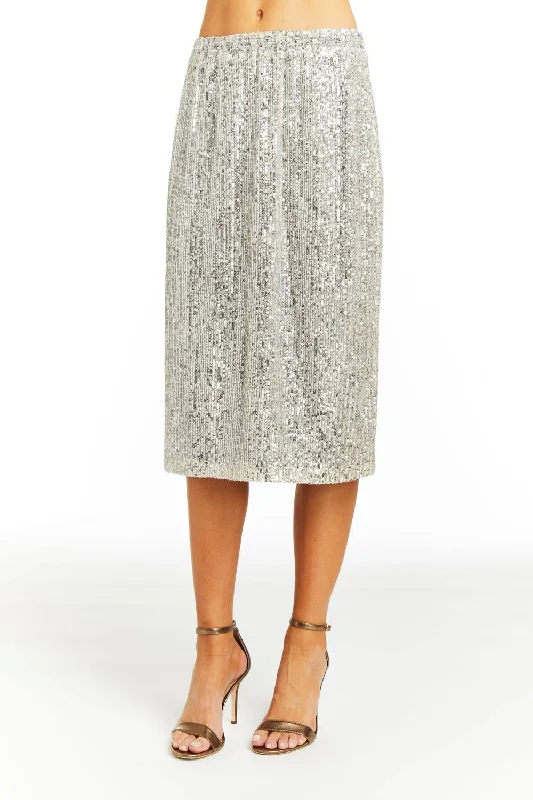 Women's Athletic Clothes Oaklynn Sequin Midi Skirt In Stone