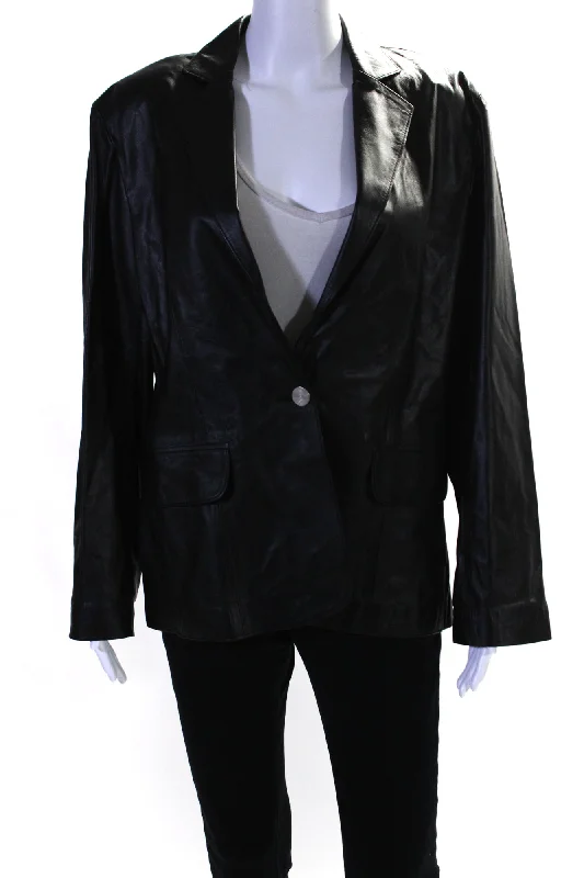 Women's Activewear Outfit In Transit 2 Womens Leather Single Button Jacket Black