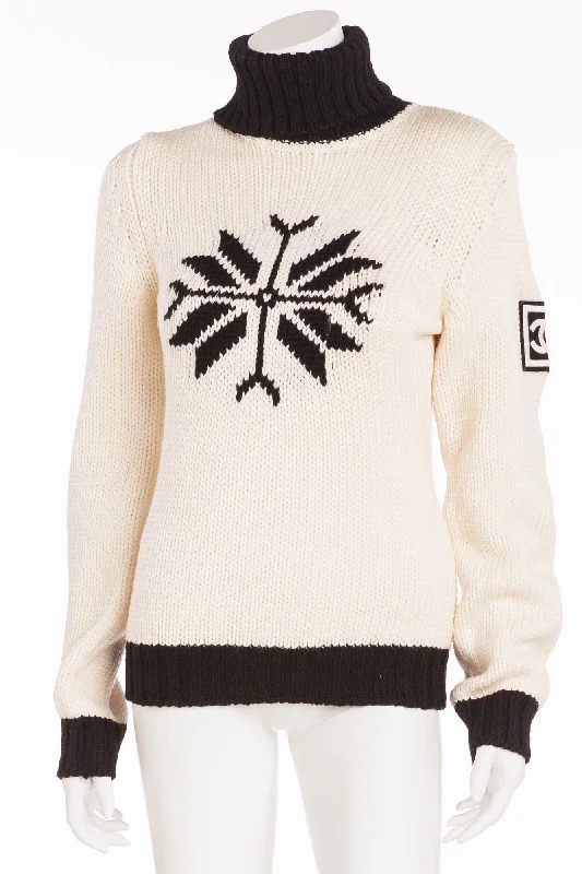 Sales For Clothes Chanel - Knitted White & Black Sweater - FR 40