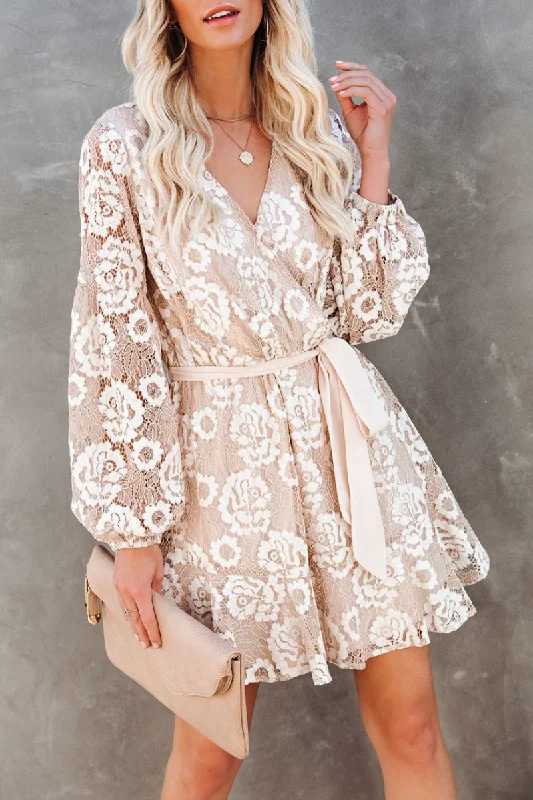 Affordable Online Boutiques O Neck Floral Trendy Printed Long-sleeved Mini Dress