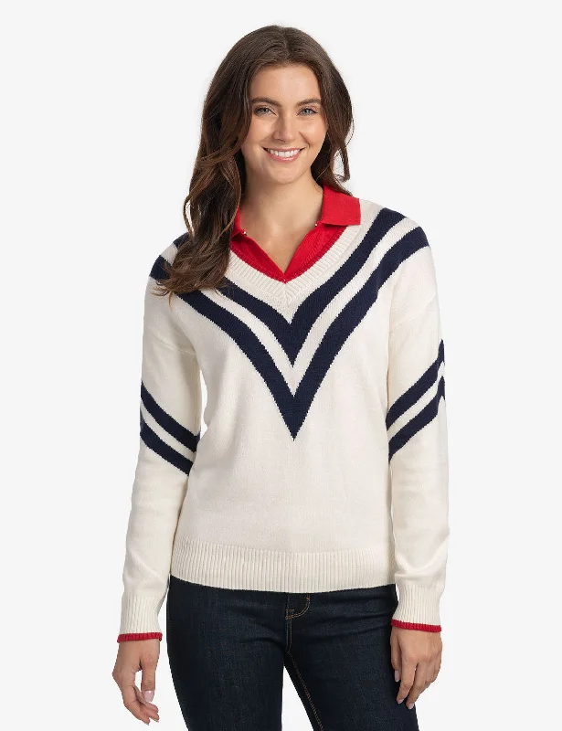 Sustainable Women's Clothes CHEVRON V-NECK SWEATER