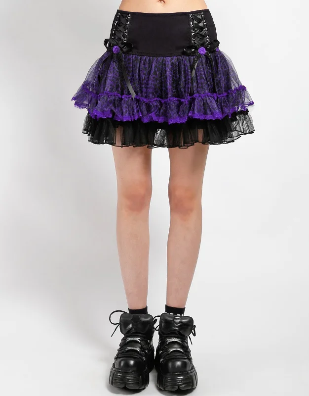 Stylish Women's Attire TUTU SKIRT PURPLE LEOPARD