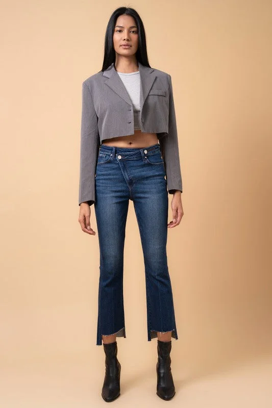 Flash Discount CROSSOVER STEP HEM CROP BOOTCUT JEANS