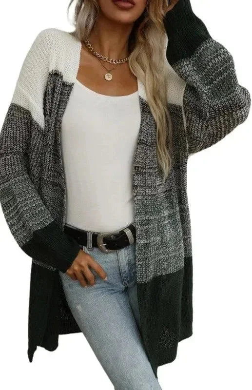 Flash Sale Clothing Contrast Color Women Cardigan Sweater