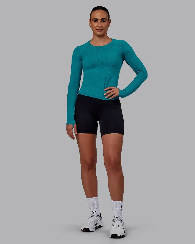 Women's Athleisure Apparel AeroFLX+ Seamless Long Sleeve Tee - Blue Bird Marl