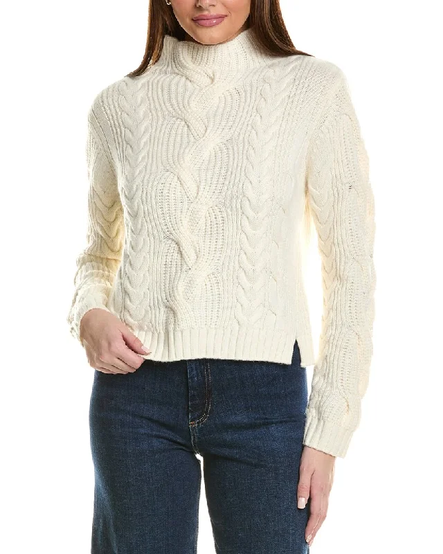 Flash Discount Hannah Rose Chunky Cable Funnel Neck Wool & Cashmere-Blend Sweater