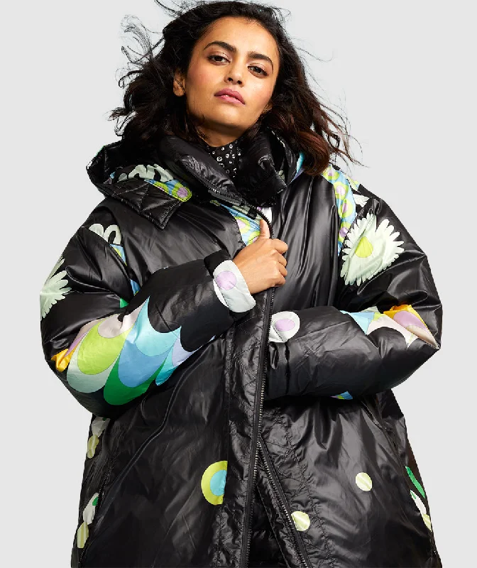 Fashion-forward Women's Wear Print Nylon Down Puffer Jacket