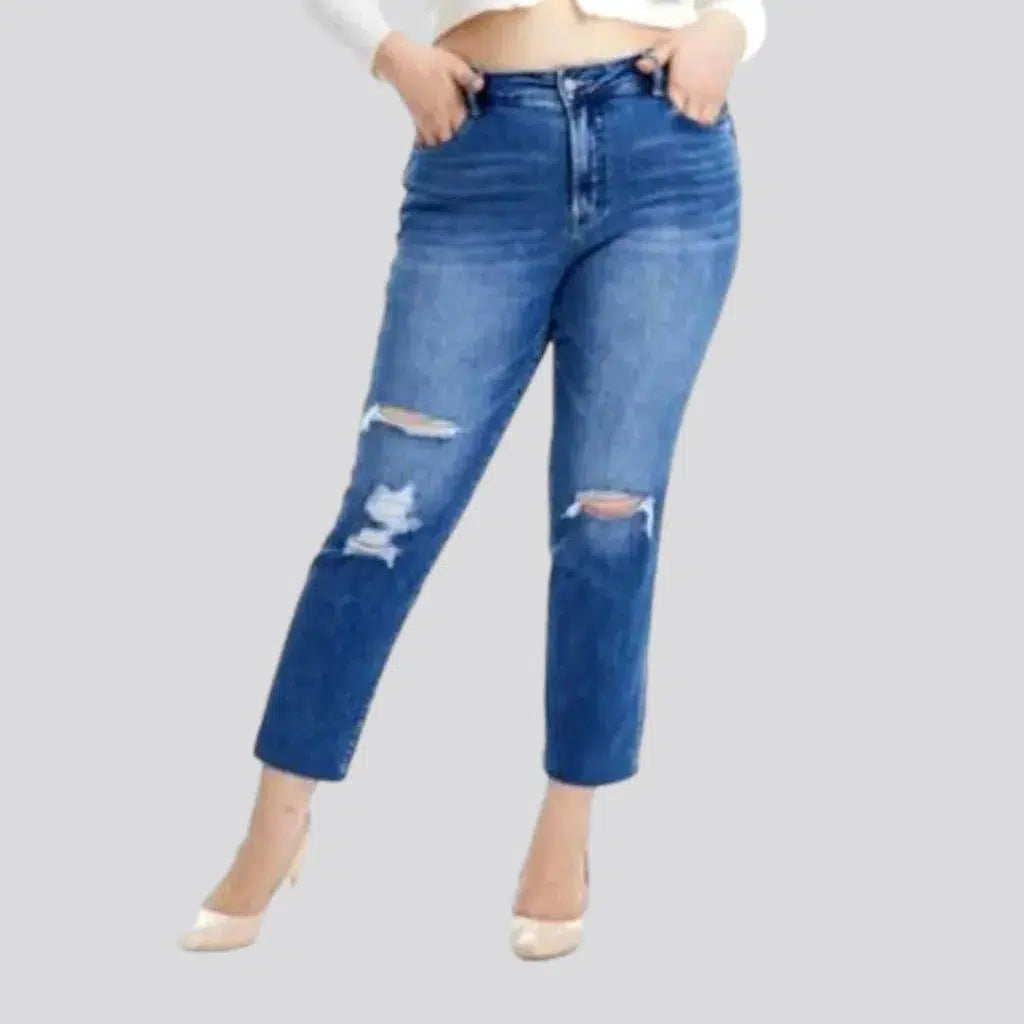 Women's Holiday Attire Sanded cropped jeans
 for women