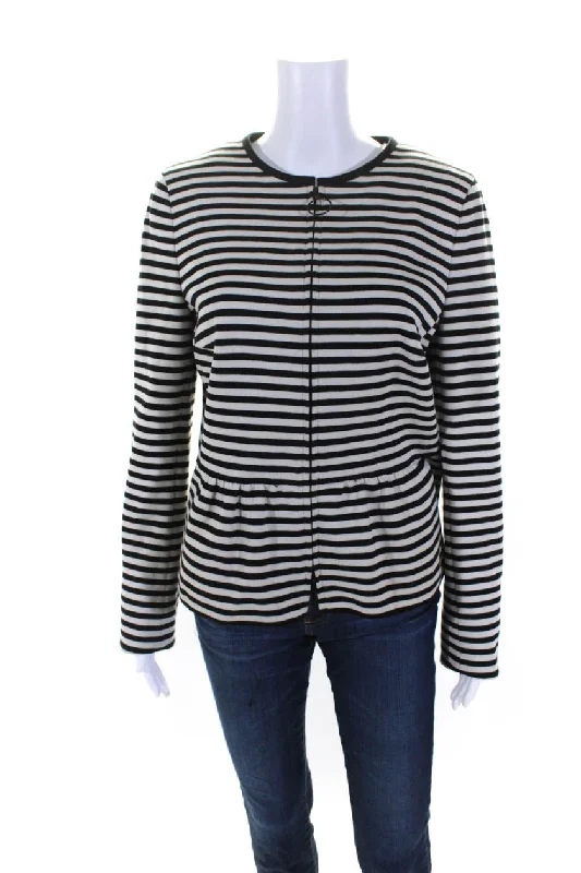 Women's Athletic Outfit Akris Punto x Bergdorf Goodman Womens White Black Striped Zip Jacket