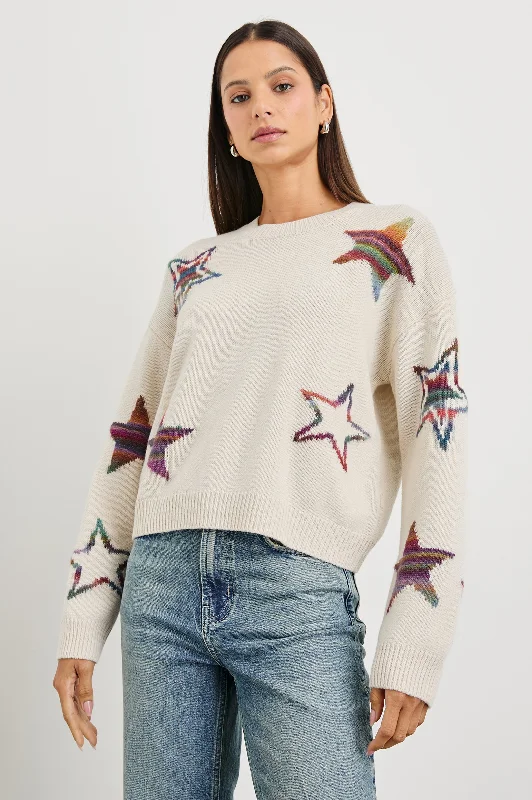 Seasonal Women's Fashion Trends PERCI SWEATER - IVORY RAINBOW MULTI STARS