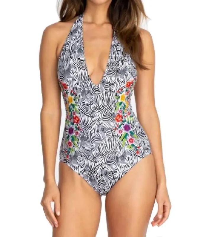 Women's Seasonal Wardrobe Clothing Spring Halter Embroidered One-Piece In Multi