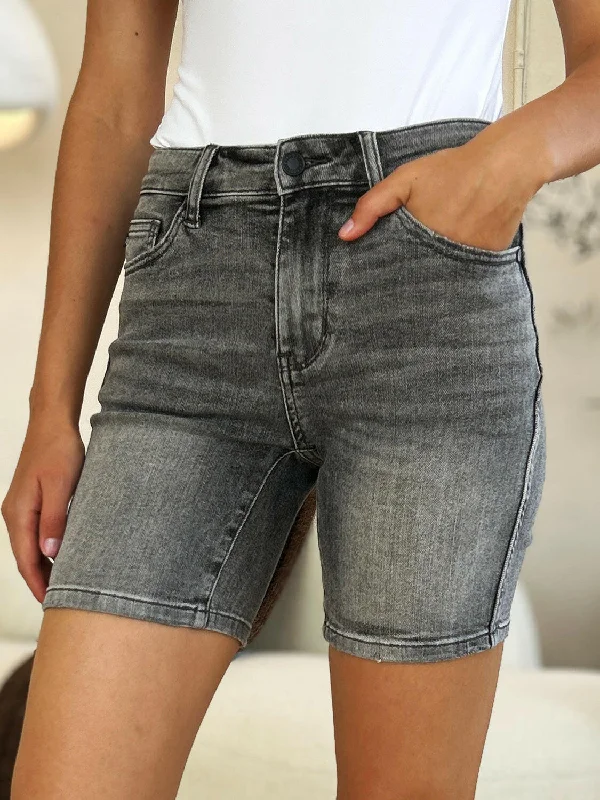 Luxury Women's Clothing Judy Blue Full Size High Waist Washed Denim Shorts