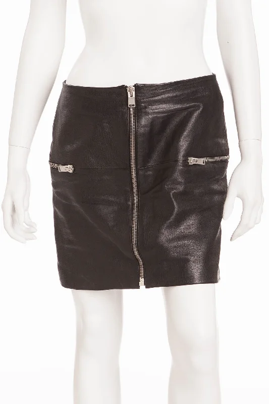 Women's Functional Outfit For Outdoor Activities Saint Laurent - Black Mini Skirt with Zippers - FR 40