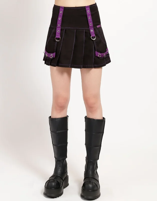 Women's Outerwear Attire MUTLI EYELET PLEATED SKIRT PURPLE