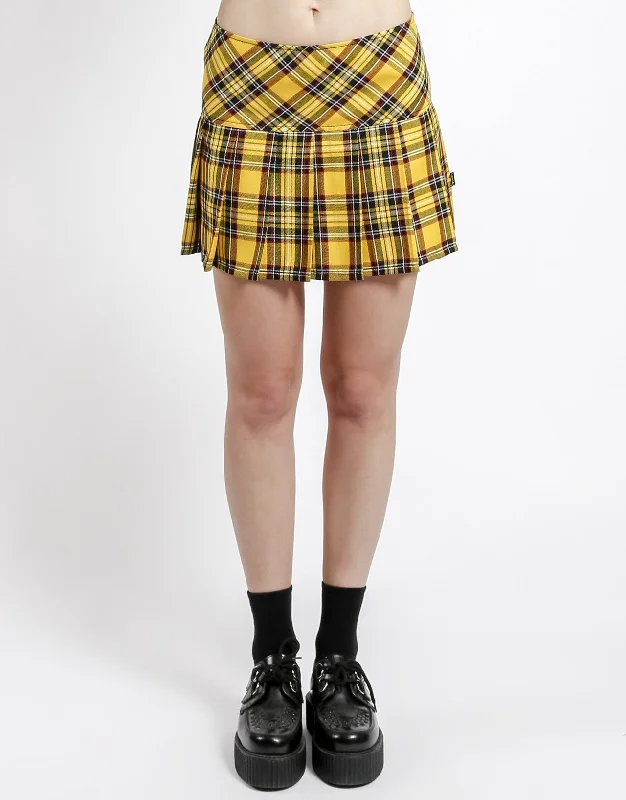 Women's Casual Outfit PLEATED SKIRT YELLOW PLAID