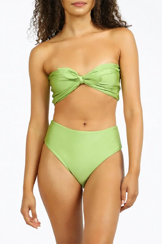 Women's Casual Wear Outfit Belize Strapless Bandeau Bikini Top In Shine Kiwi