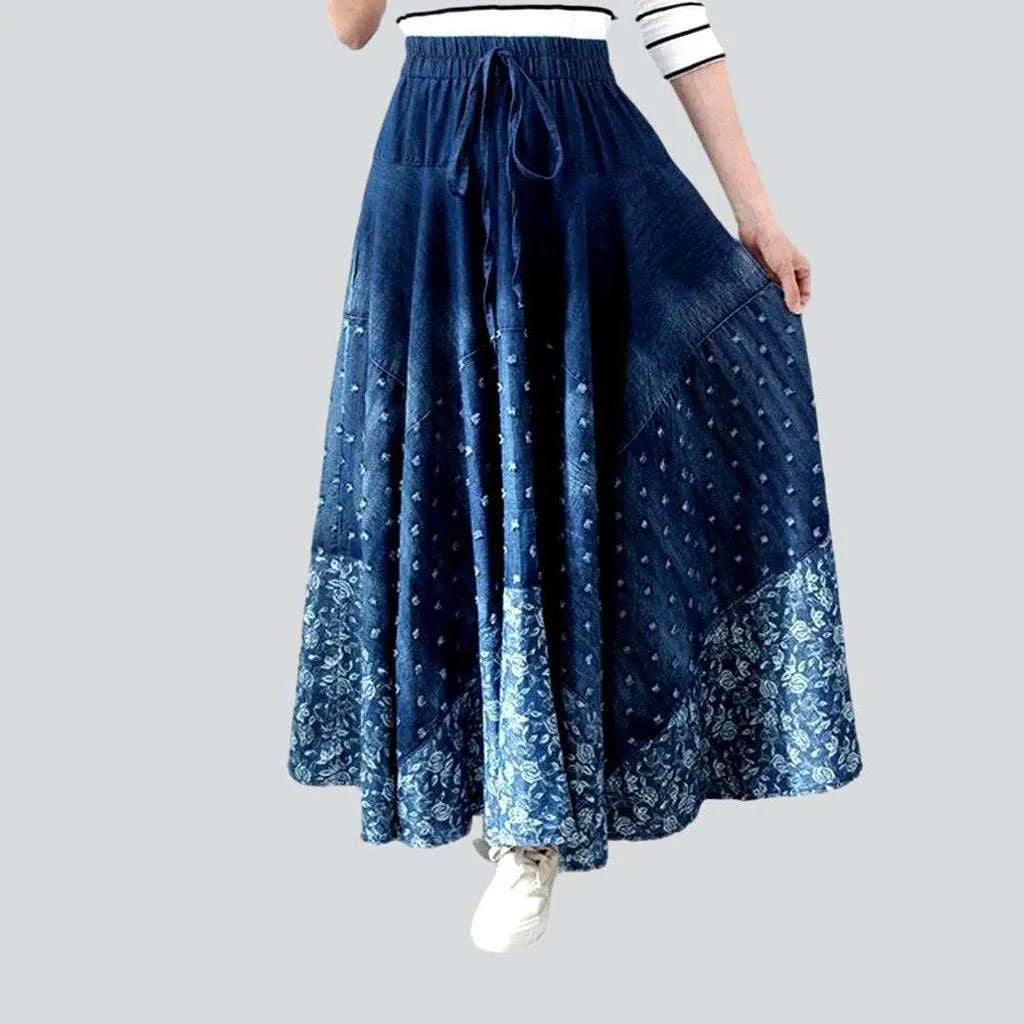 Women's Plus-Size Apparel Bohemian embroidery denim skirt