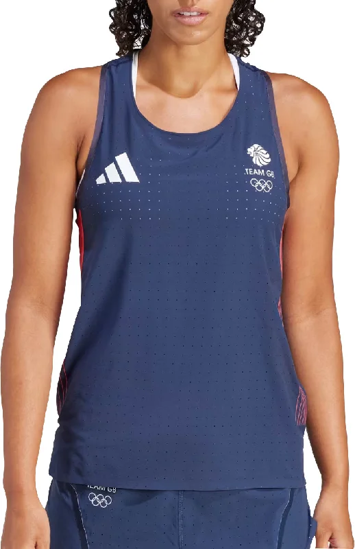 Women's Resort Attire adidas Adizero Team GB Womens Running Vest Tank Top - Blue