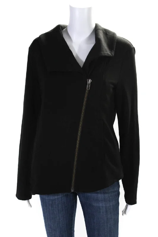 Women's Travel Outfit Set Helmut Lang Womens Asymmetric Zip V Neck Jacket Black