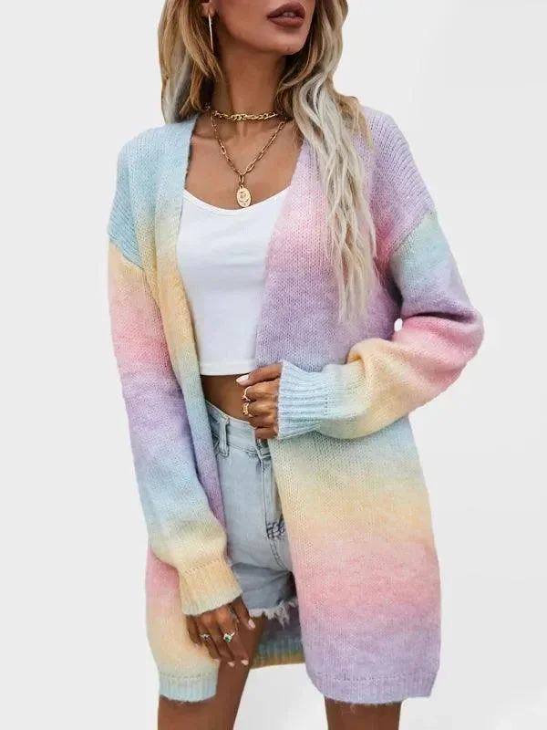 Luxury Women's Clothes Gradient Tie-Dye  Women Cardigan Sweater