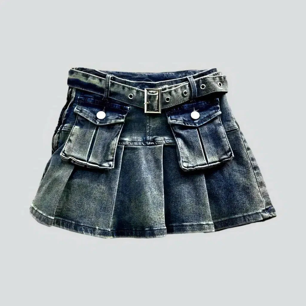 Women's Casual Attire Mini mid-waist denim skirt