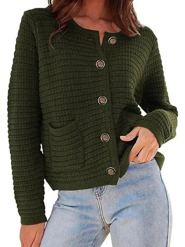 Fashionable Women's Clothes Round Neck Women Cardigan Sweater